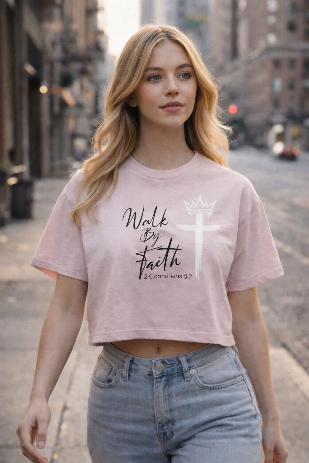 Walk By Faith – Women’s Crop Tee