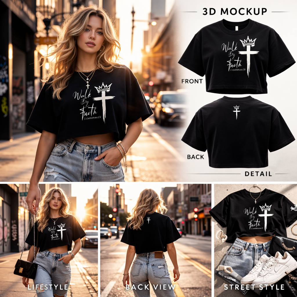 Walk By Faith – Women’s Crop Tee